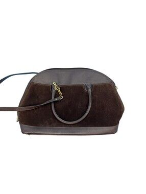 SISO Satchel Top Handle Bag Womens Large Brown Leather Suede Italy Zip